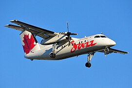 Dash 8-100 In Red Jazz Livery