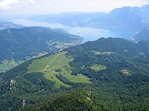 Blick vom Schafberg auf die Eisenaueralm