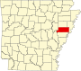 Harta statului Arkansas indicând comitatul Saint Francis