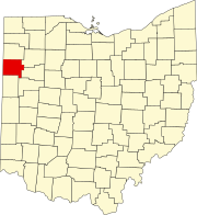 Map of Ohio highlighting Van Wert County