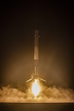 The landing of the first stage of a Falcon 9 Full Thrust rocket