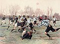 Image 16 Stade Français Photograph: Georges Scott; Restoration: Adam Cuerden An illustration showing the Stade Français rugby union team, wearing dark blue jerseys, playing against Racing Club (now known as Racing 92) in 1906. On 20 March 1892, the two teams played in the first ever French rugby championship in a one-off game. More selected pictures