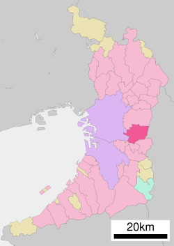 Location of Yao in Osaka Prefectur