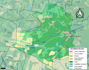 Carte en couleurs présentant l'occupation des sols.