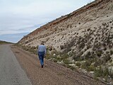 Blanco and Blackwater Draw formations are exposed at this road cut along Texas Ranch Road 193. (2002)