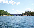 Klintsundet, "the door to the outer archipelago" and the bridge that spans between the western and eastern Lagnö. Photo: June 2008.