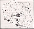 Principaux centres d'industrie textile en Pologne en 1977