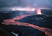 Fließende Lava am Krafla, 1984.