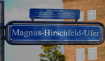 Gatan Magnus-Hirschfeld-Ufer i Berlin, uppkallad efter Magnus Hirschfeld