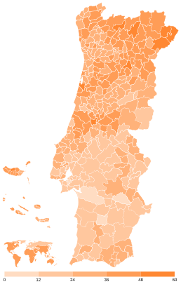 Share of the Social Democratic Party (PSD) by municipality