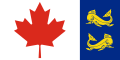 Vlag van de Canadese kustwacht. Links het symbool uit de nationale vlag, rechts twee zeedieren.
