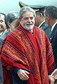 Den brasilianske presidenten Lula da Silva i poncho i 2004.