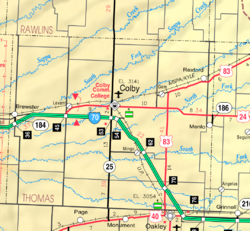 KDOT map of Thomas County (legend)