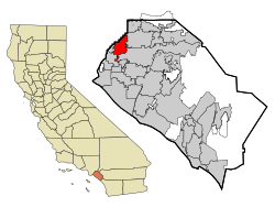 Location of Buena Park within Orange County, California.