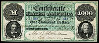 $1,000 (T1) John C. Calhoun, Andrew Jackson National Bank Note Company (607 issued)