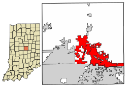 Location of Noblesville in Hamilton County, Indiana.