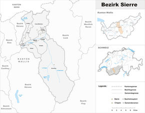 Karte von Bezirk Siders frz. District de Sierre