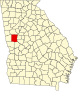 Harta statului Georgia indicând comitatul Meriwether