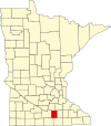 State map highlighting Waseca County