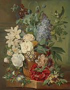Albertus Jonas Brandt et Eelke Jelles Eelkema, Fleurs dans un vase de Terracotta. Entre 1810 et 1822.