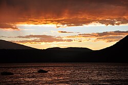 Sunset over Bastion Mountain, as seen from Canoe Beach