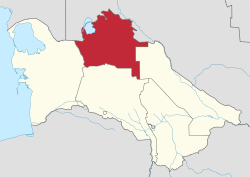 Maakunnan sijainti Turkmenistanin kartalla.