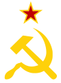 The hammer and sickle symbol used with the red star used as a symbol of Soviet Union.