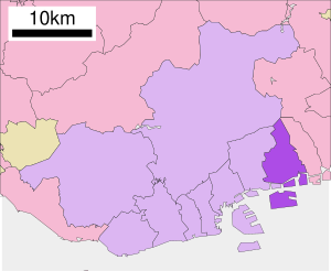 Lage Higashinada-kus in der Stadt Kōbe