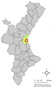 Localização do município de Llocnou de la Corona na Comunidade Valenciana