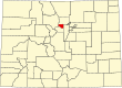 Harta statului Colorado indicând comitatul Gilpin
