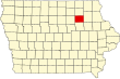 Harta statului Iowa indicând comitatul Bremer