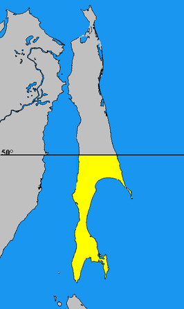 Situering van de prefectuur Karafuto in Sachalin.