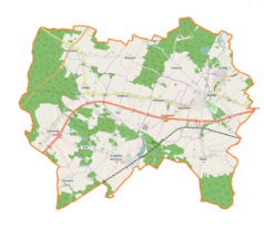 Mapa konturowa gminy Syców, po prawej znajduje się punkt z opisem „Syców”