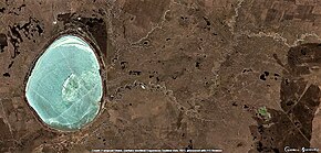 Yesenankatı'nin doğudan (güneydeki nehir) Şalkar Gölü'ne giriş yaparken çekilmiş Sentinel-2 görüntüsü. — Kaynak, — Ağız, Kazakistan