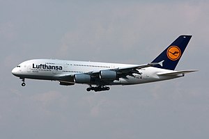 'n Airbus A380 van Lufthansa