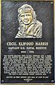 Plaque commémorative pour Cecil Harris's à bord de l' USS Yorktown.