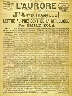 Em Émile Zola sy Brief J'accuse (Ich chlag aa)