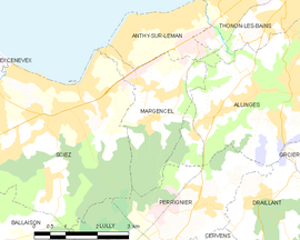 Mapa obce Margencel