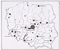 Répartition de l'industrie de la confection et des articles chaussants en Pologne en 1977.