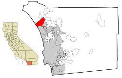 Oceanside Kalifornian ja San Diegon kartoilla
