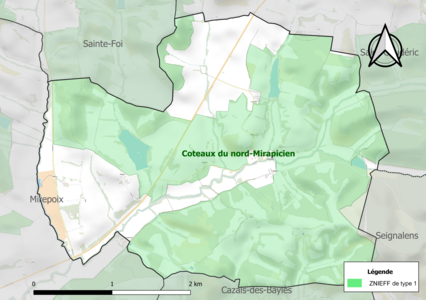 Carte de la ZNIEFF de type 1 sur la commune.