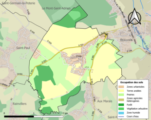 Carte en couleurs présentant l'occupation des sols.