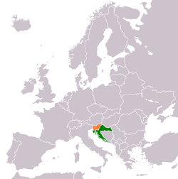 Map indicating locations of Croatia and Slovenia