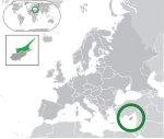 ヨーロッパにおける北キプロスの地図