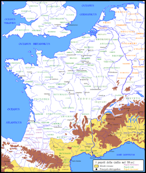 Mappa delle tribù barbare (Nell'ovale rosso i Leuci)