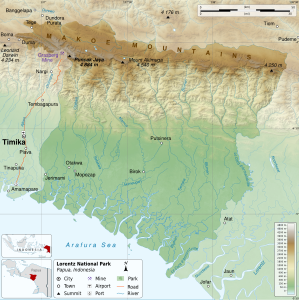 Map of the Lorentz National Park, by Sémhur (translated by Elekhh)