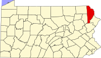 Map of Pensilvanija highlighting Wayne County