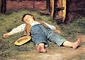 Albert Anker, Sleeping boy in the hay (1897)