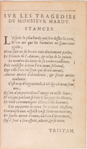 Page imprimée d'un poème signé Tristan.