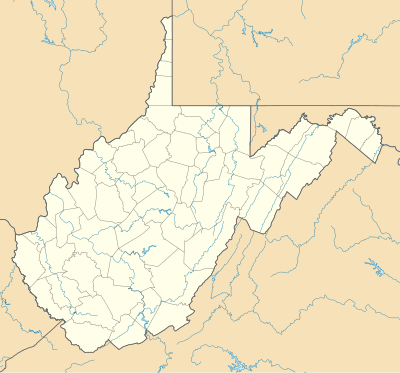 Map of former West Virginia state parks named and marked by a dot